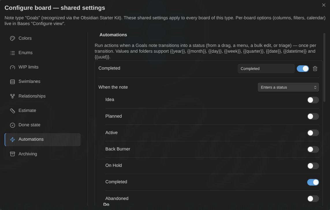 Automation rules on a note type
