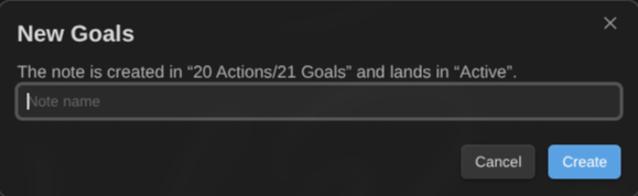 Creating a goal from a goals board