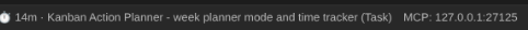 The status-bar readout while a session runs